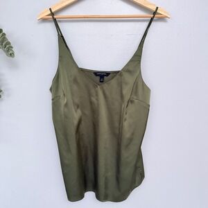 Banana Republic Cami Balletcore Olive Green Satin Babydoll Strap Tank Top S